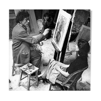 Photography, "Alberto Giacometti in his studio with Annette", Paris, 1951 / 15 x 15 cm