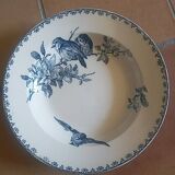 Digoin Sarreguemines bird motif soup plates