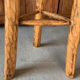 Brutalist tripod high stool - wood