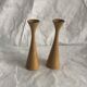 Pair of vintage birch wood candlesticks, Scandinavian design