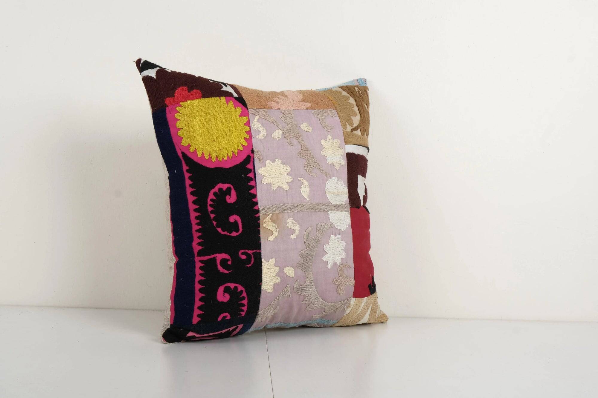 Vintage embroidered cushion cover 46x46 cm