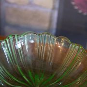 Vintage green decorative plate with flowers from the mid-century, Italy, 1960s.