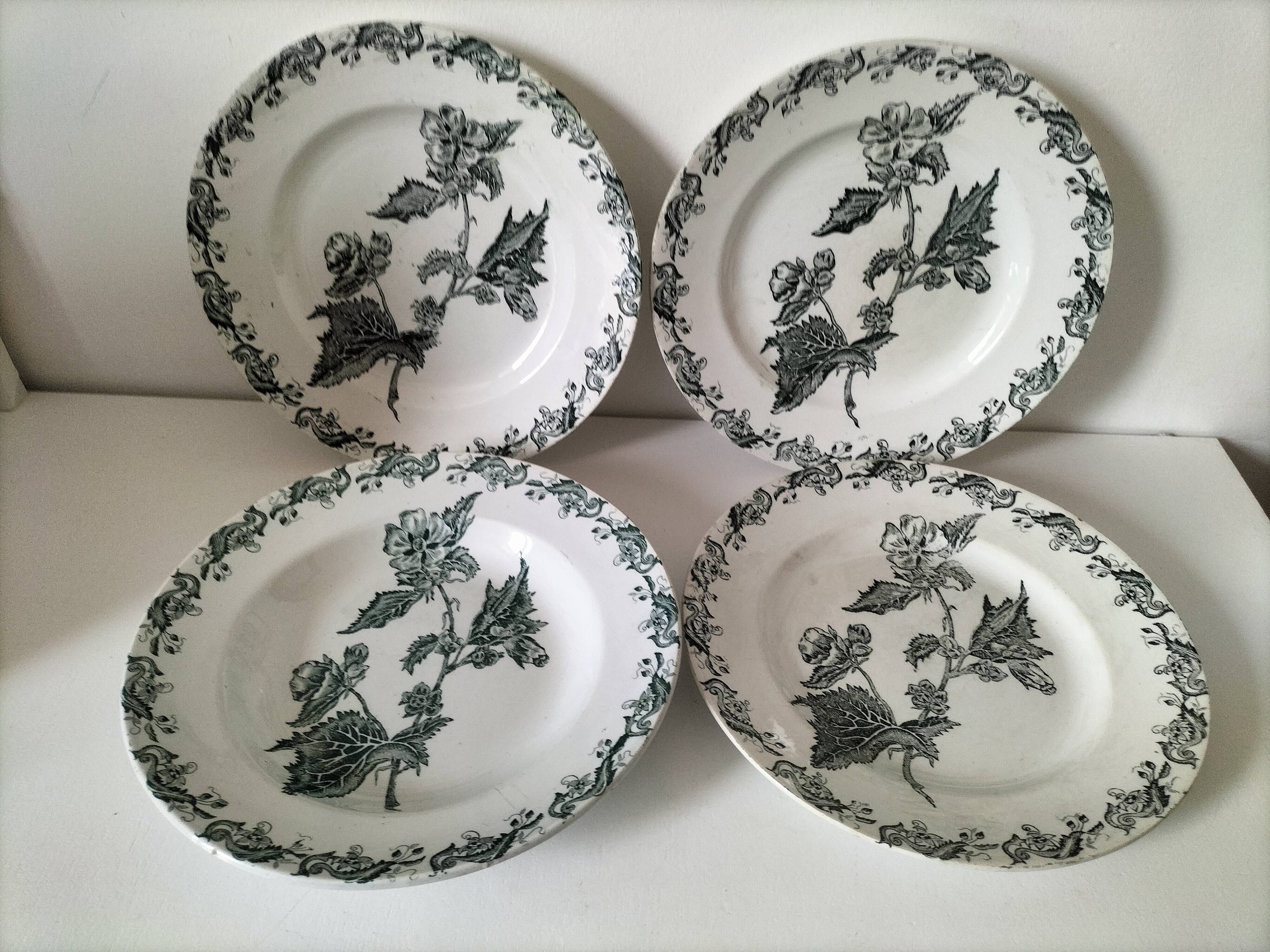 4 ironstone plates A. Lebacqz & M. Bouchart Richelieu model