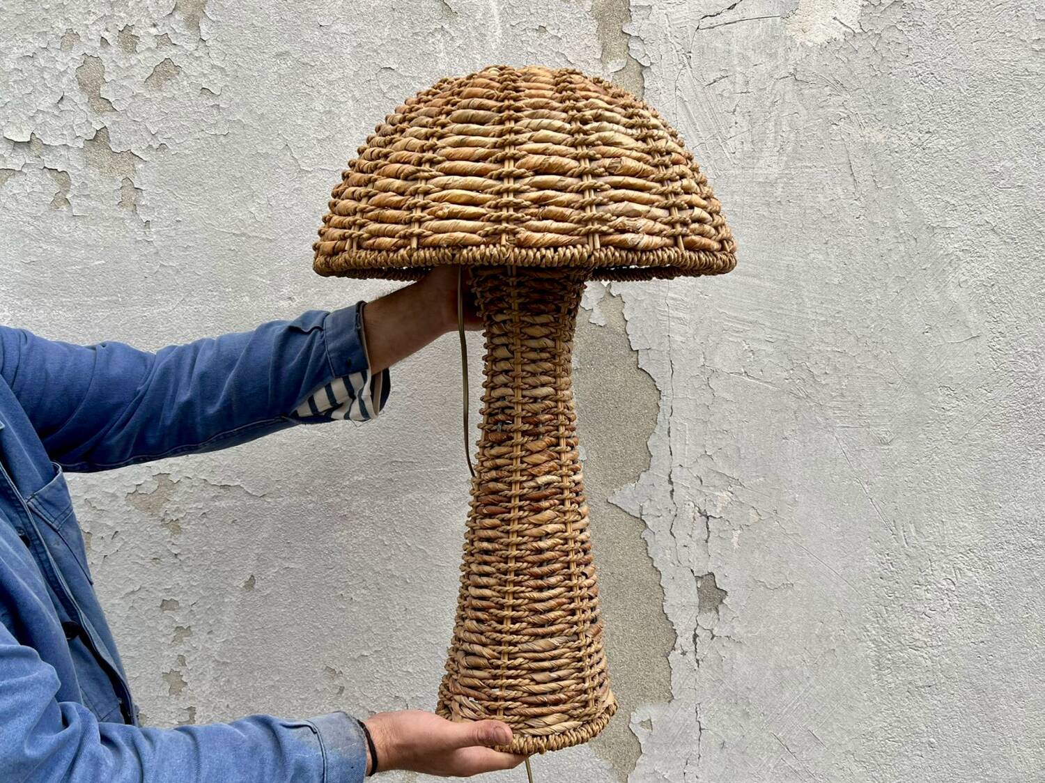 Vintage rattan tropical floor lamp