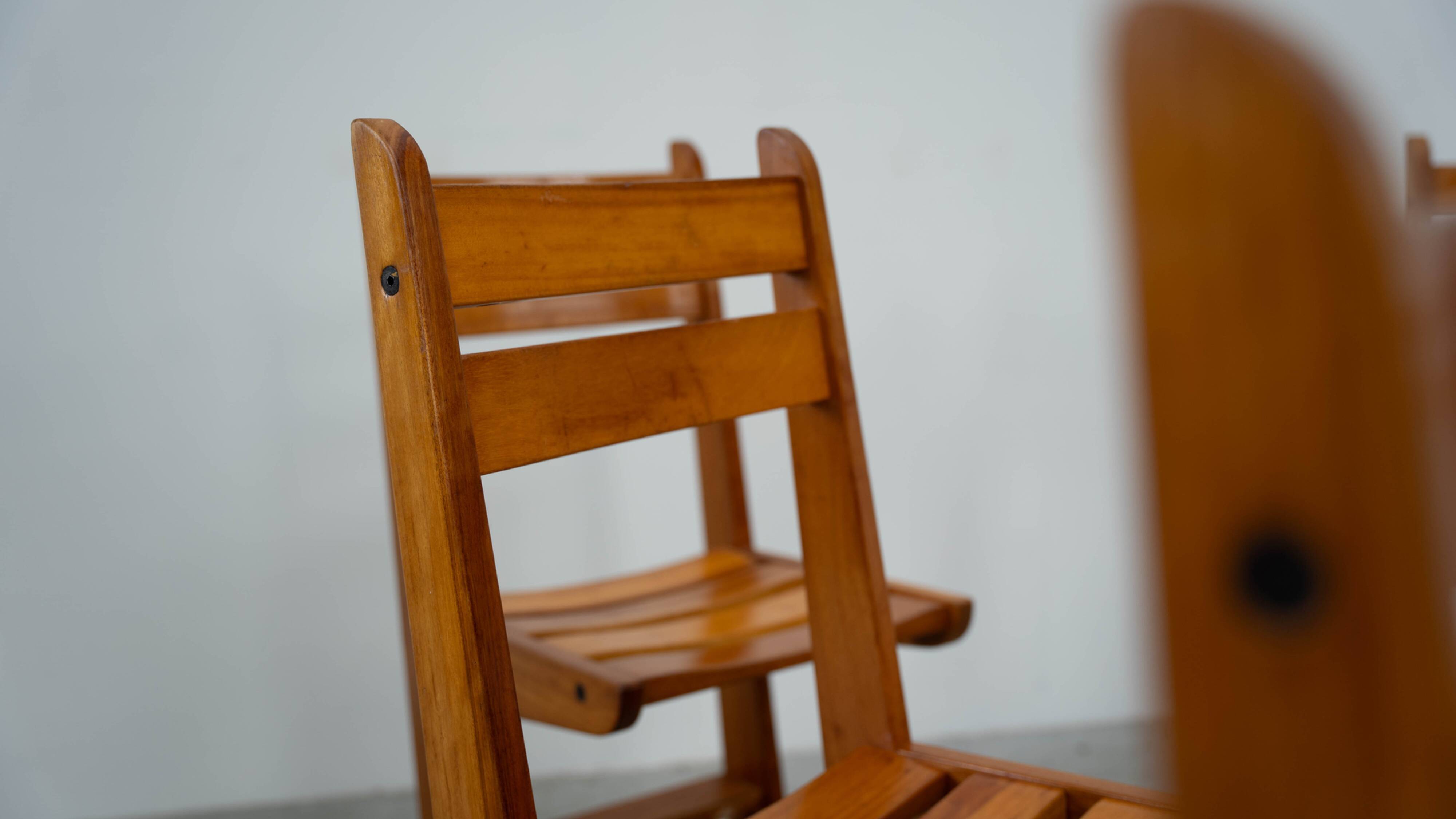 Set of six sculptural oak dining chairs