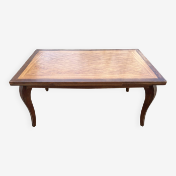 Large extendable table, marquetry, oak, vintage, 1950s