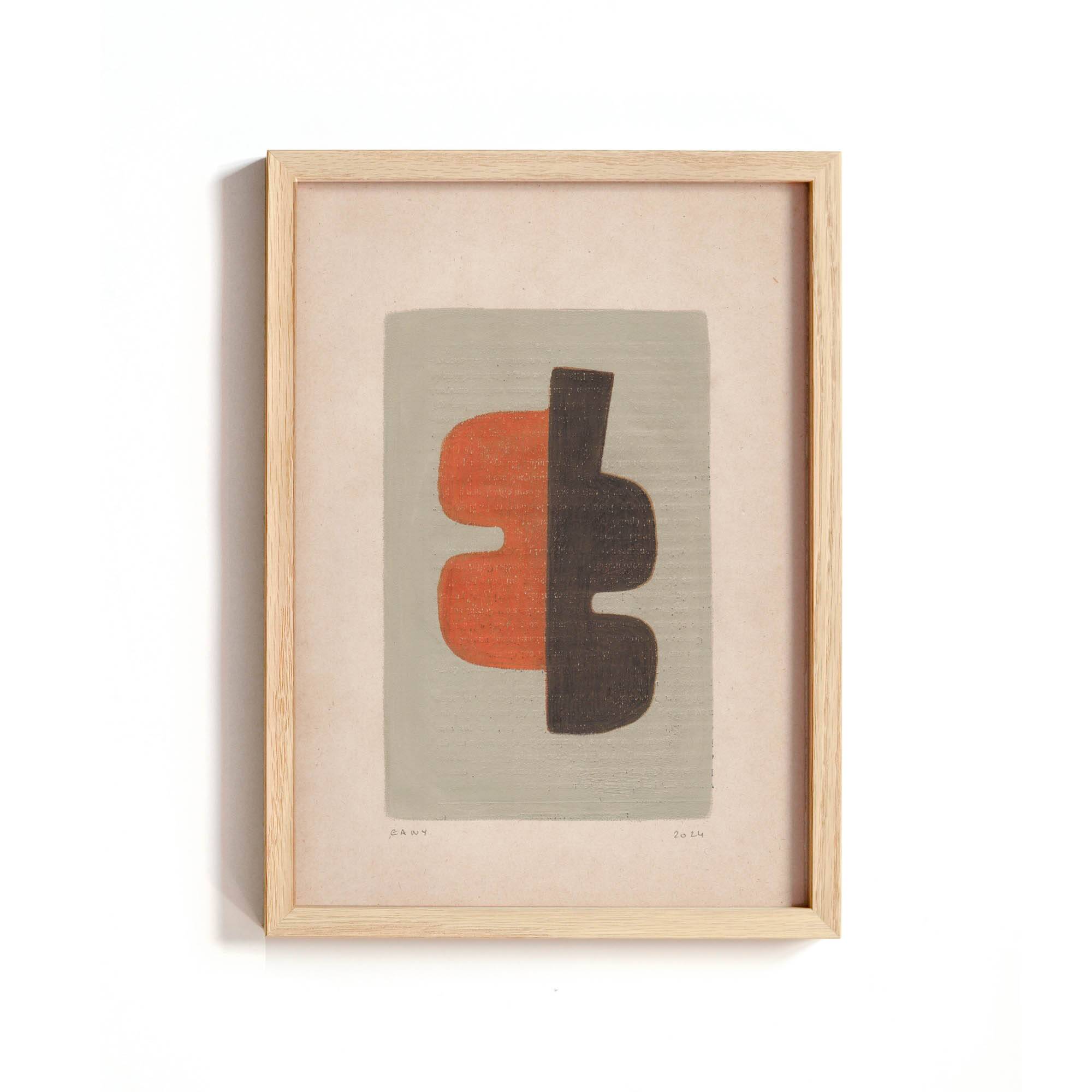 Paintings on old paper - abstract paintings signed Eawy