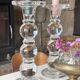 Pair of glass candle holders