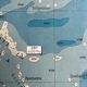 Old physical map of the New World — Pacific Ocean, Americas