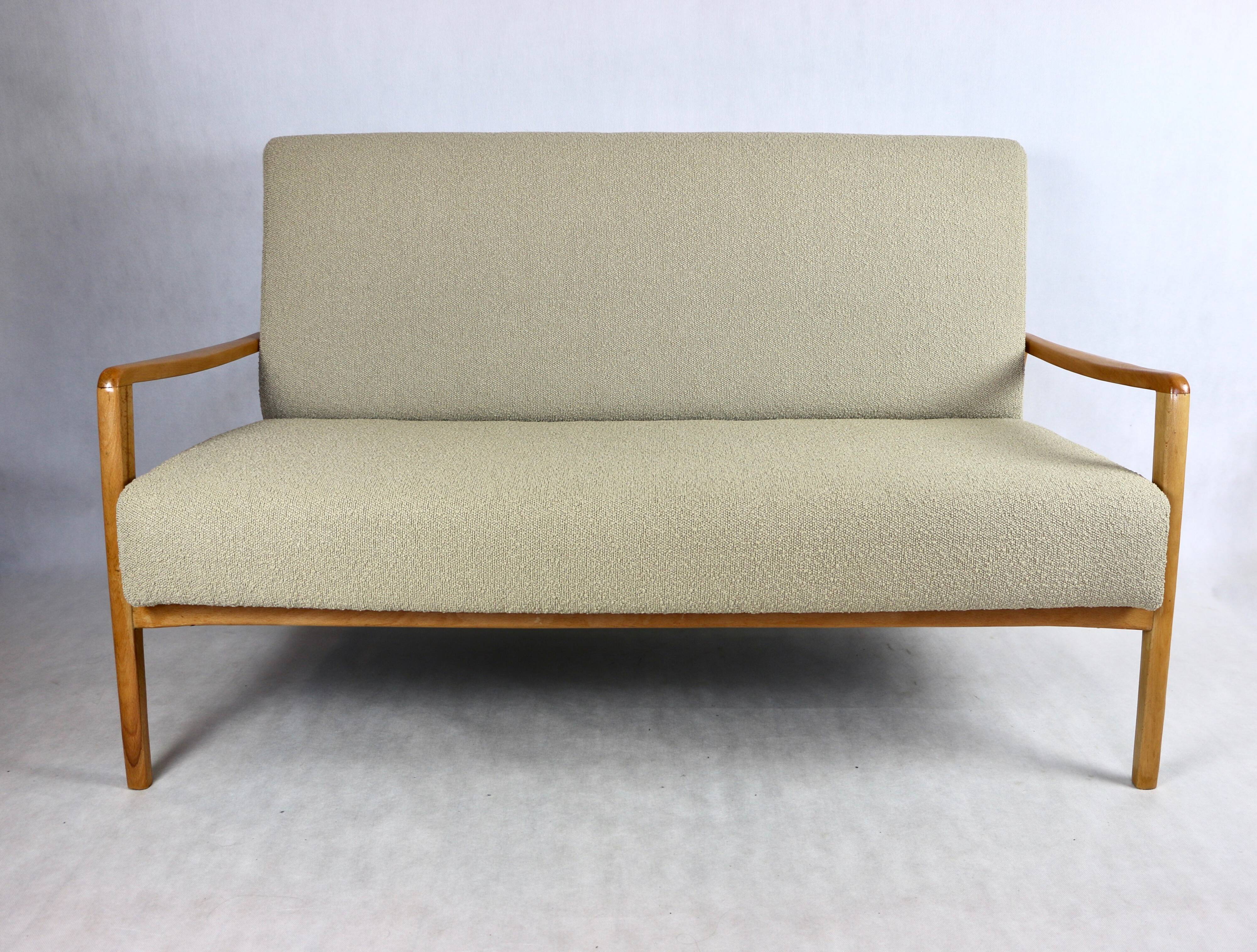 Vintage beige boucle 2-3 person sofa, 1970s