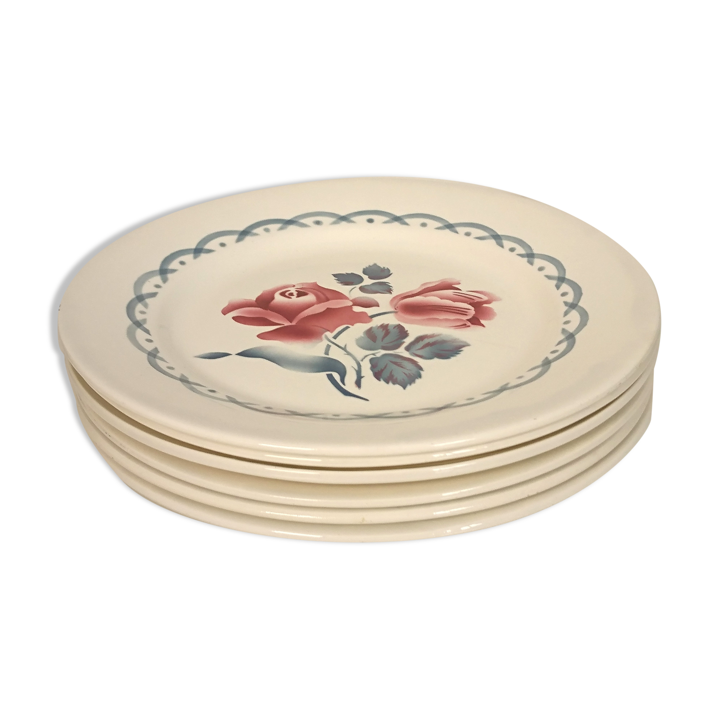 Set of 6 flat plates Digoin Sarreguemines CANNES