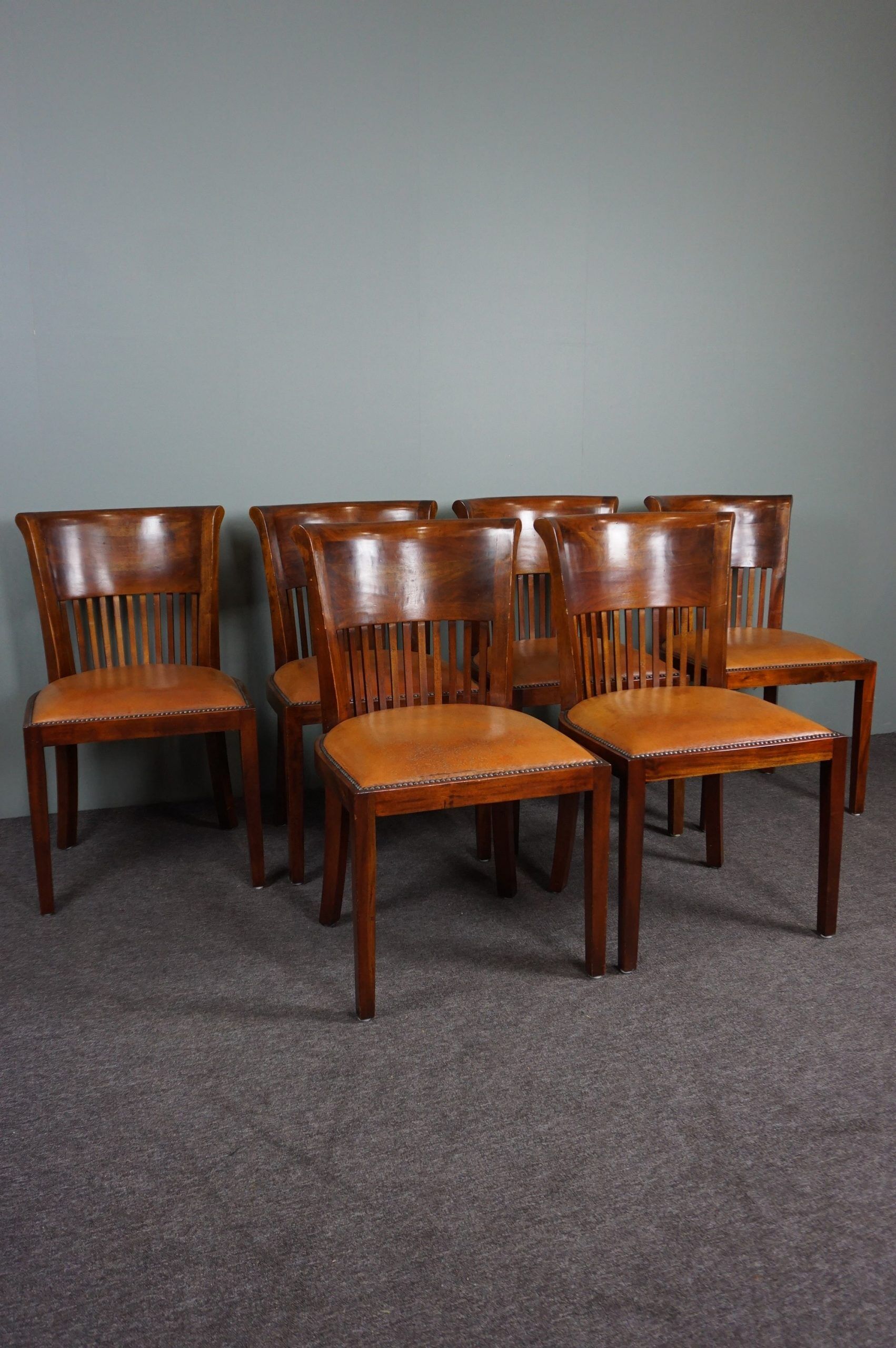 Set of 6 leather dining chairs