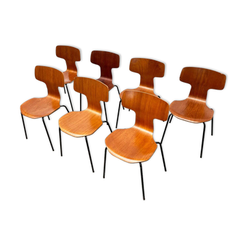 Mid-Century stackable chairs model 3103 Hammer by Arne Jacobsen for Fritz Hansen, Denmark, 1960s, set of 7.
