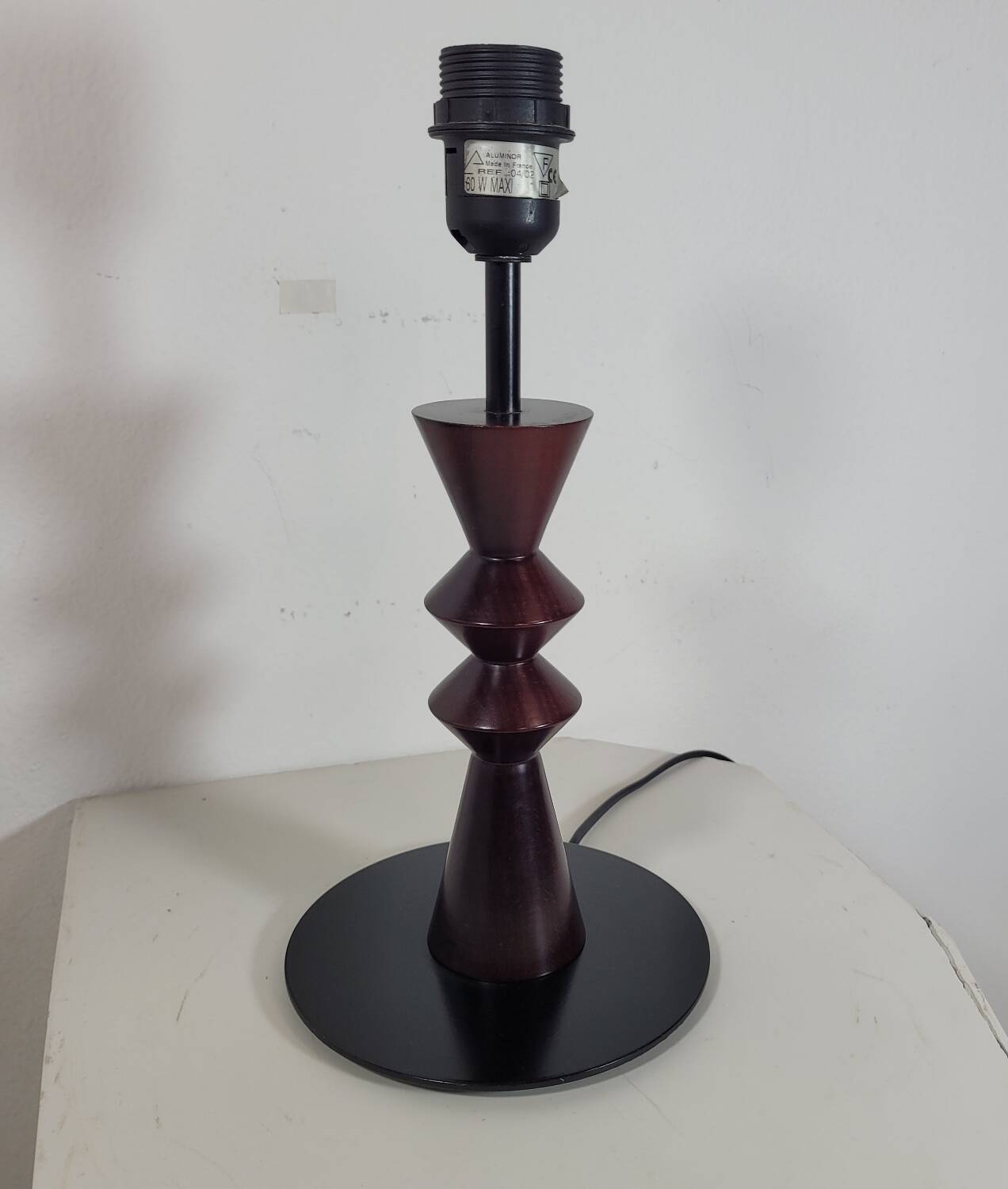 Vintage Aluminor France table lamp in wood and metal