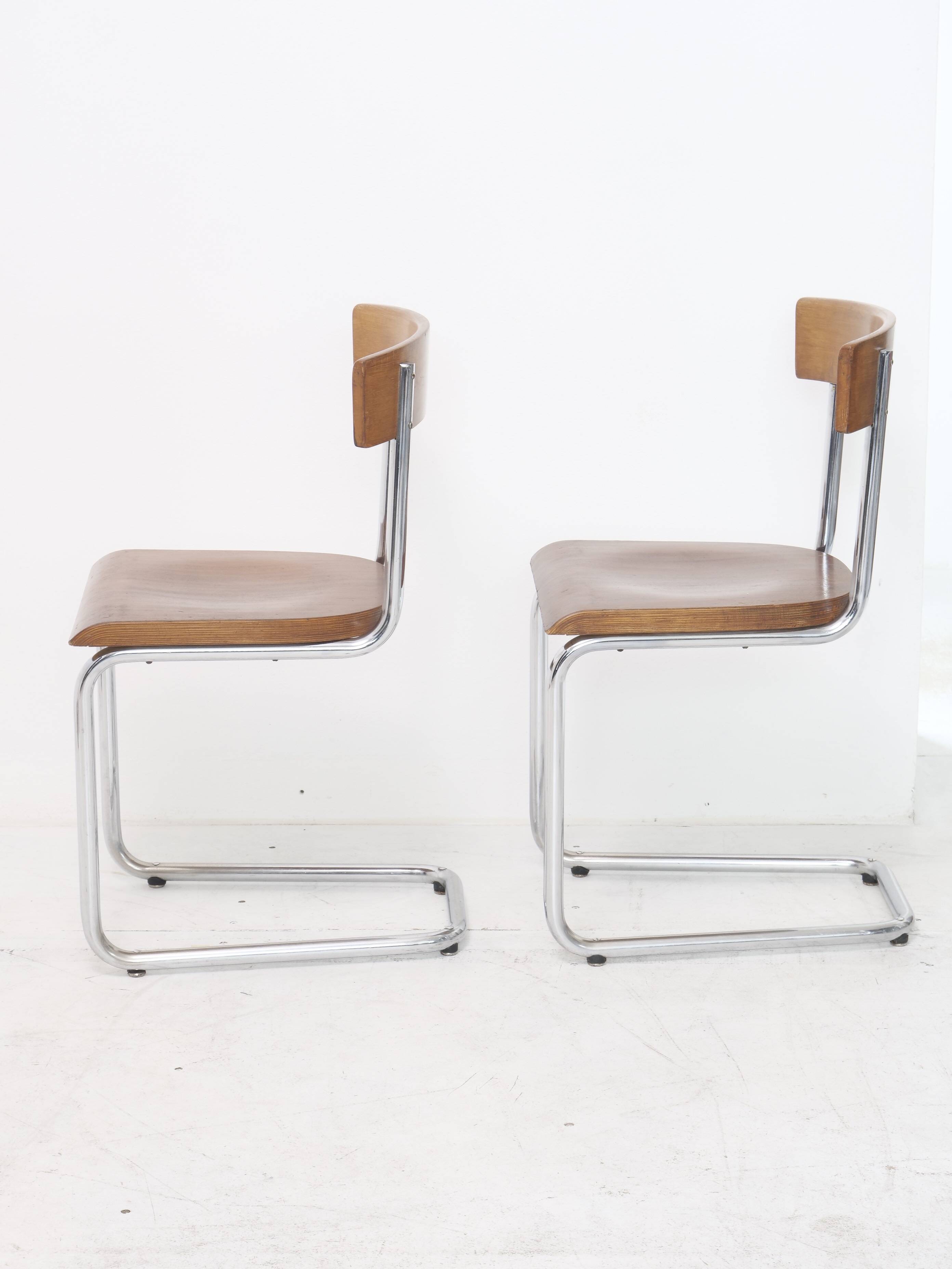 Bauhaus tubular design chairs, pair