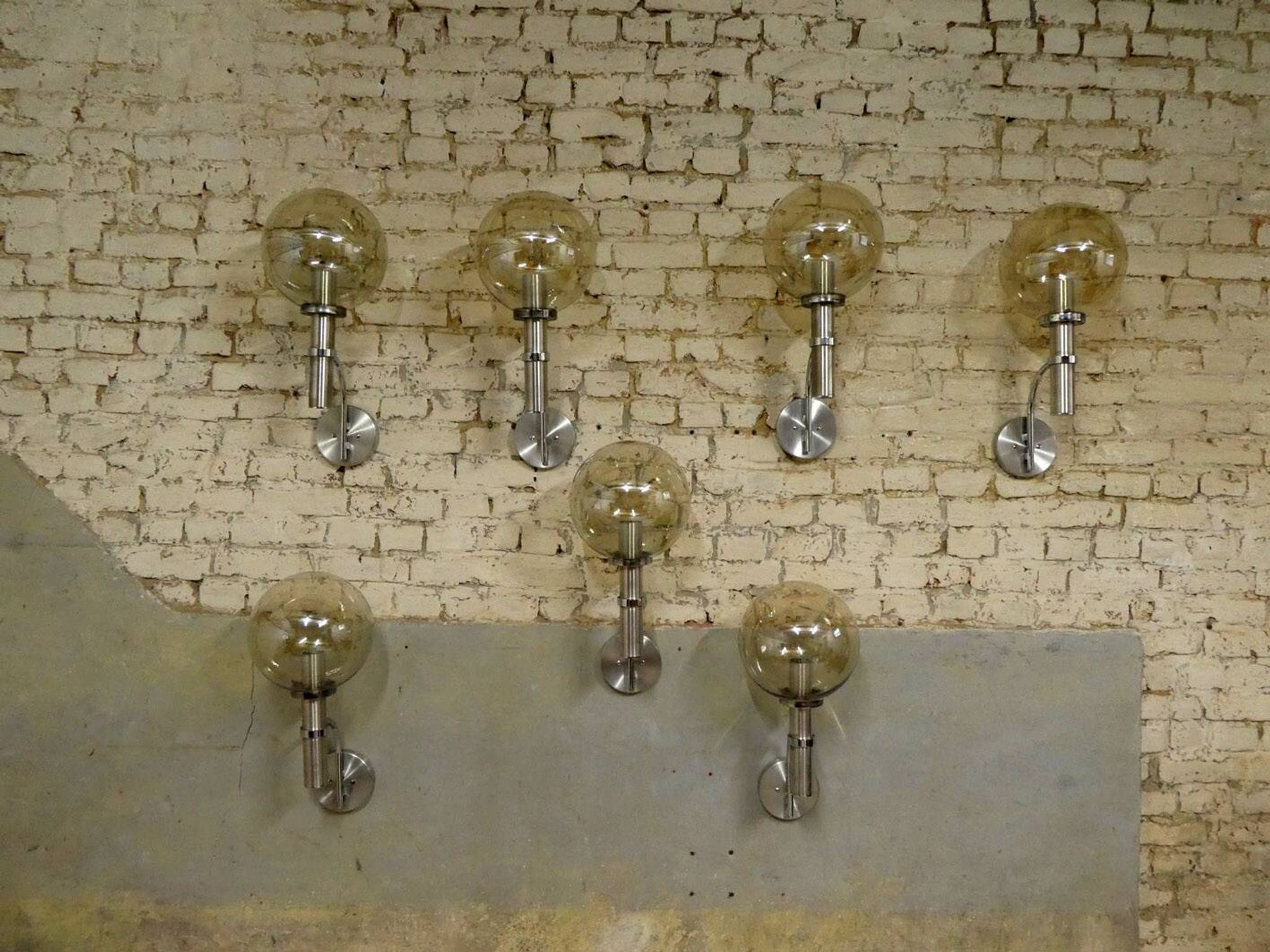 chrome & smoked glass wall light, 1970