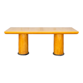 Beech table with striped decoration Italy 70s