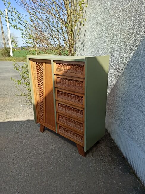 Small vintage rattan cabinet