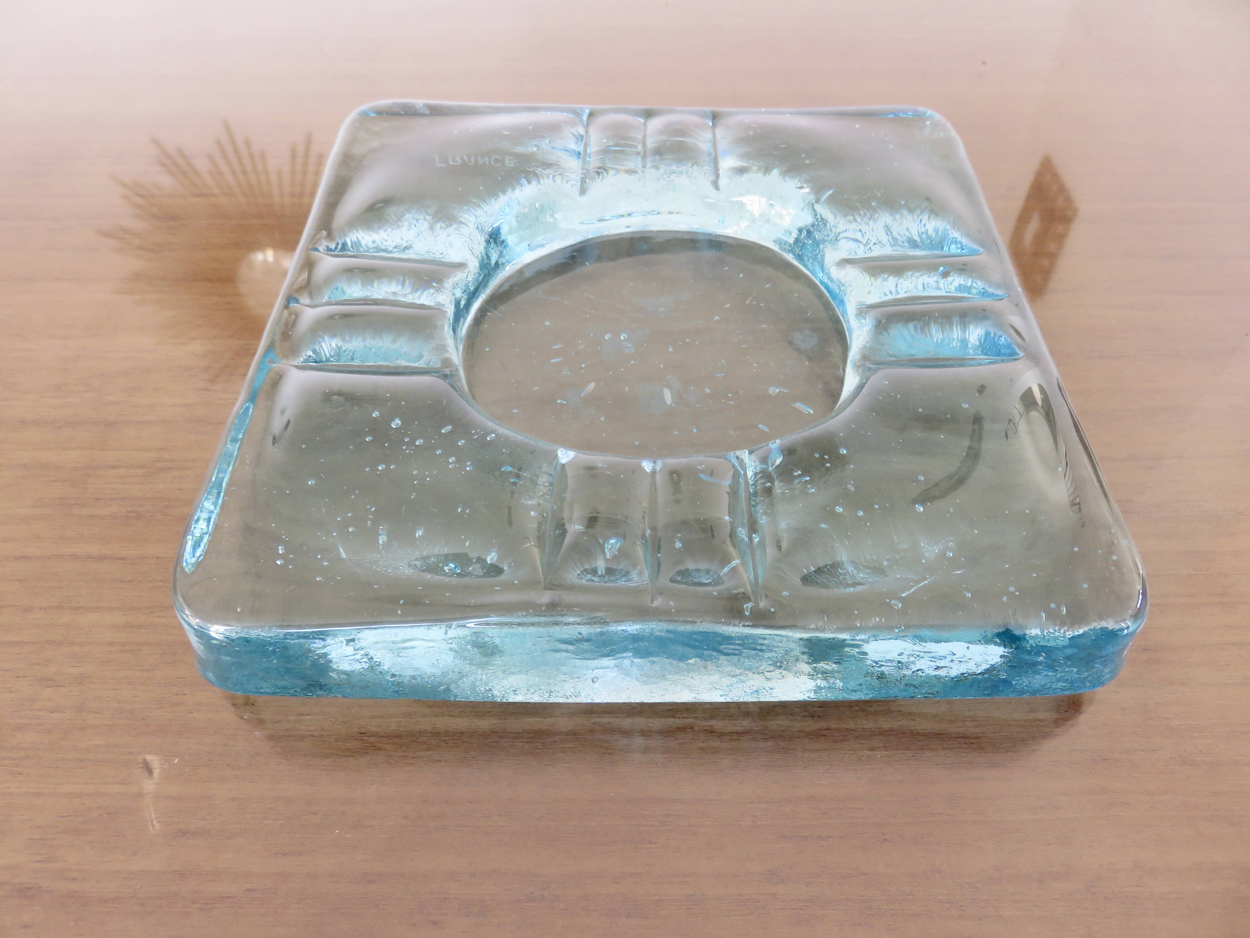 Ashtray signed Schneider France in blue crystal