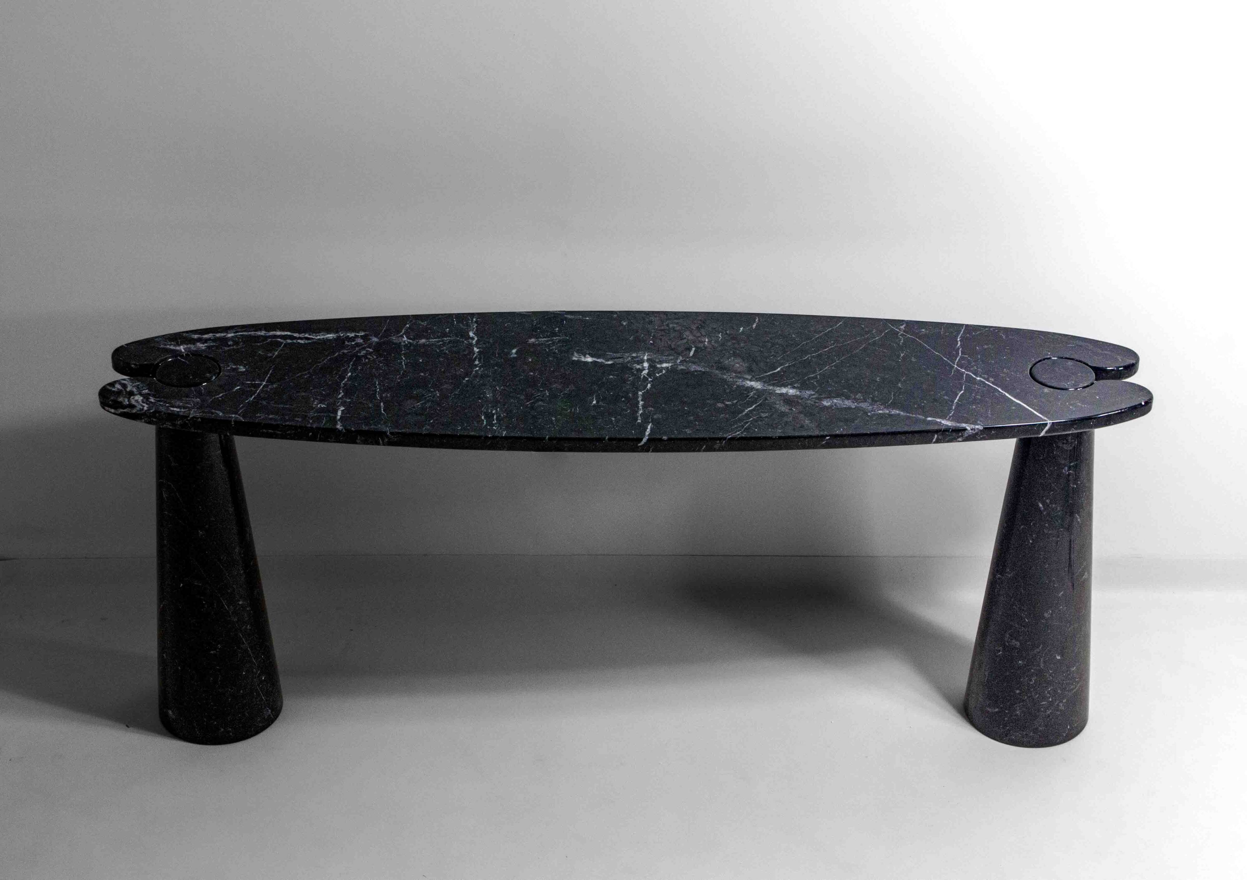 'Eros' console table in black marquina marble by Angelo Mangiarotti
