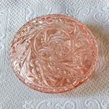EMPTY POCKETS, small pink glass jewelry box, double bowl
