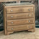 Antique wooden commode with beige marble.