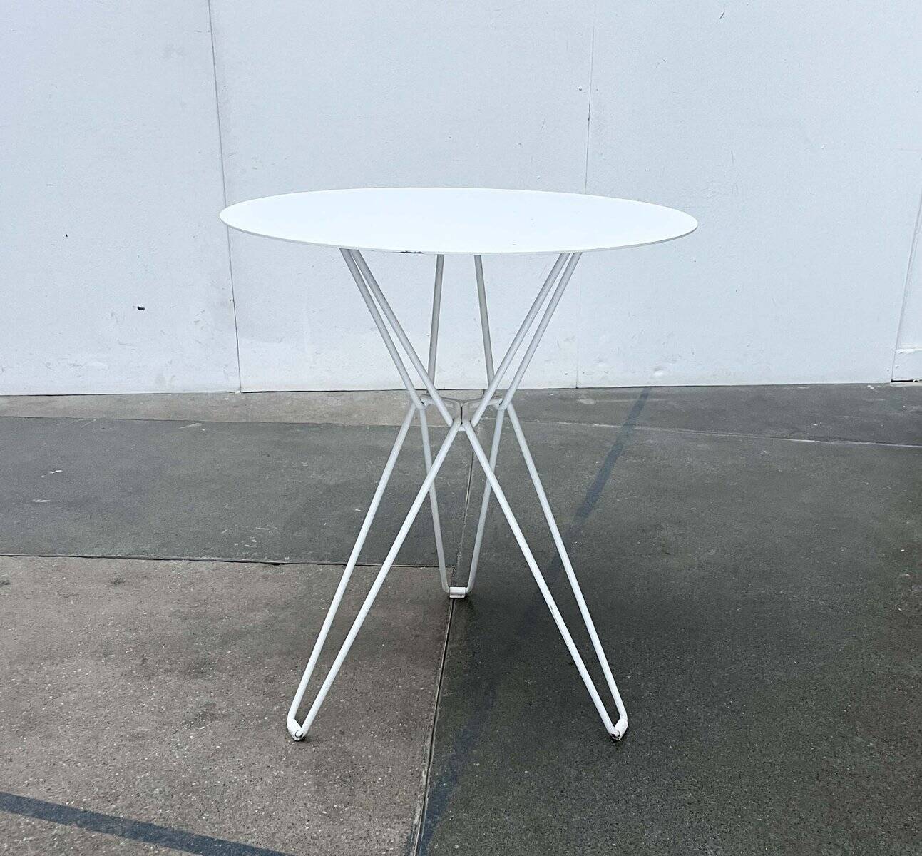 Outdoor metal table series Tio minimalist by Chris Martin for Massproductions, Finland.