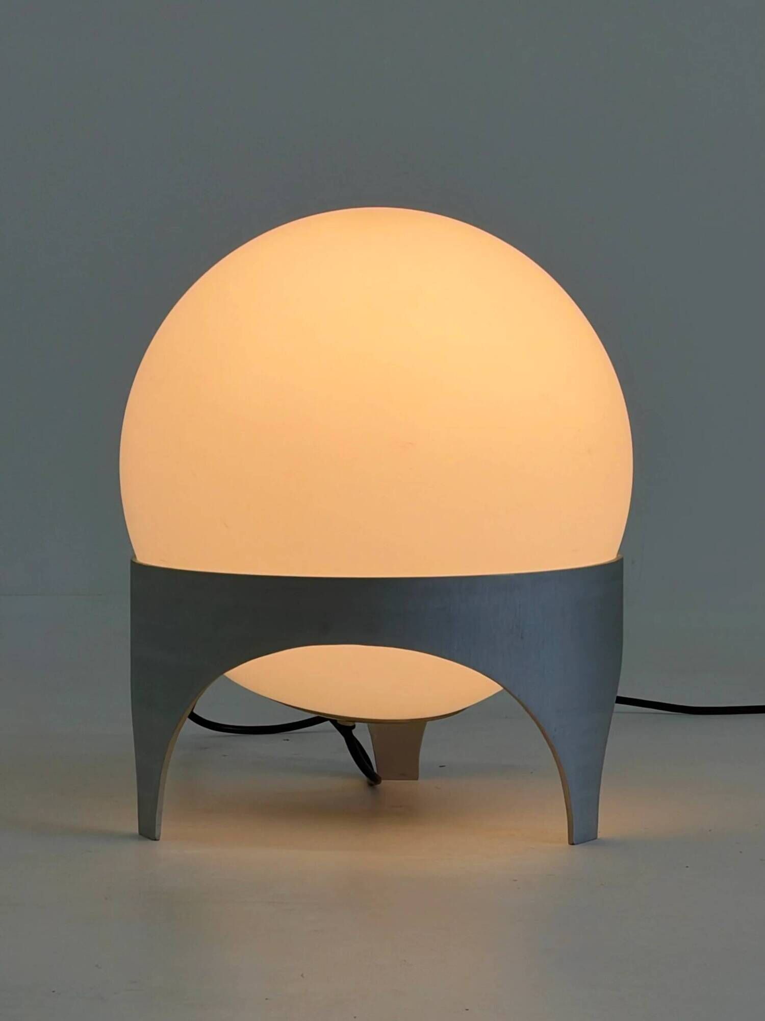 Vintage Space Age table lamp with glass globe and aluminium base