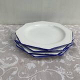 Set of 4 octagonal pearl plates in glazed earthenware 1950