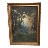 Oil on canvas landscape with birch trees, signed M. Fekete J.