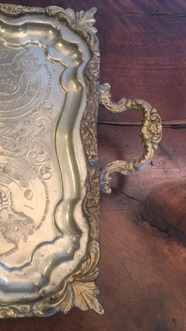 Vintage engraved metal top