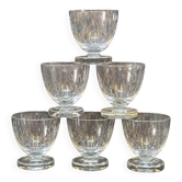 6 Verres A Liqueur / Digestif En Cristal Gravé Craquelé Craquelures