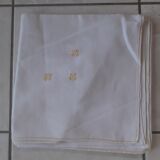 Square linen tablecloth, yellow embroidery by hand