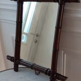 Barber mirror in solid oak bamboo way 30s-40s, 60x50 cm