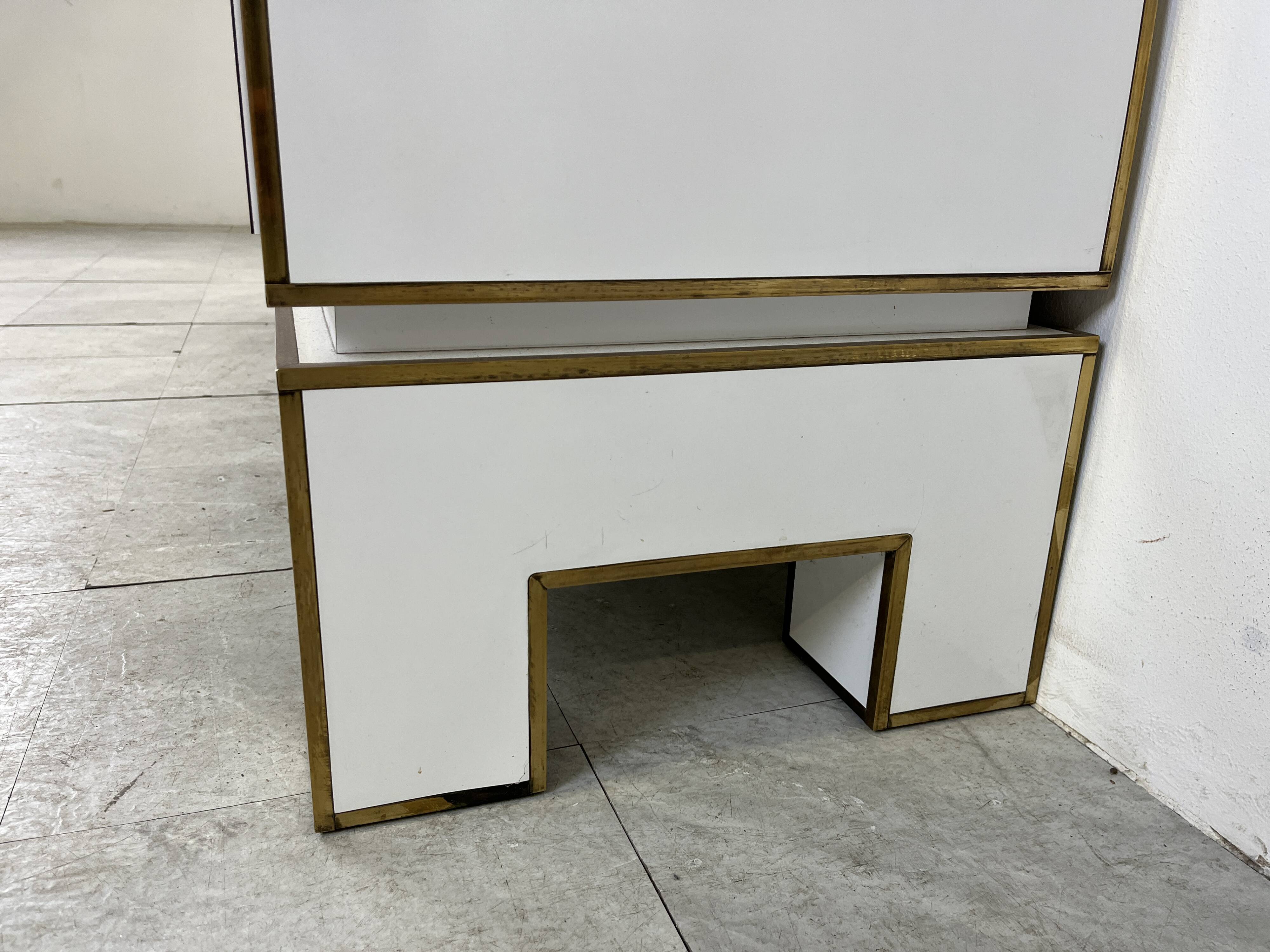 White lacquered credenza by Alain Delon with mirror, 1970s