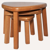 Brutalist oak organic curved oval side or nesting tables, Dutch ca 1960