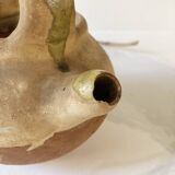 Small Provençal goat jug in creamy white and green enamelled stoneware