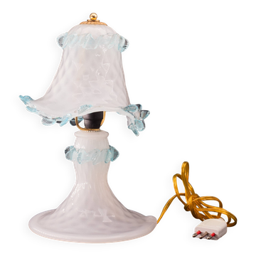 Petite Murano Blu and Trasparent Bubble Glass Table Lamps