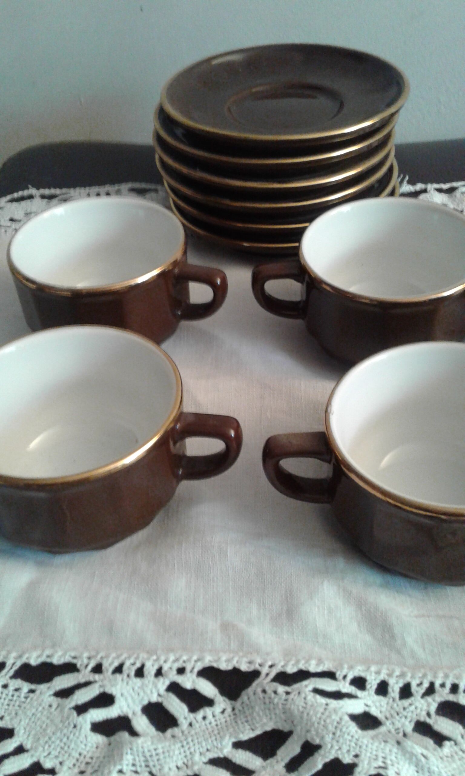 Six cups and saucers from Deshoulieres