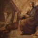 Antique painting on panel depicting Hermit from the 18th century