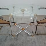 Dining table in lucite and Italian design glass for Metalarte from the 70s