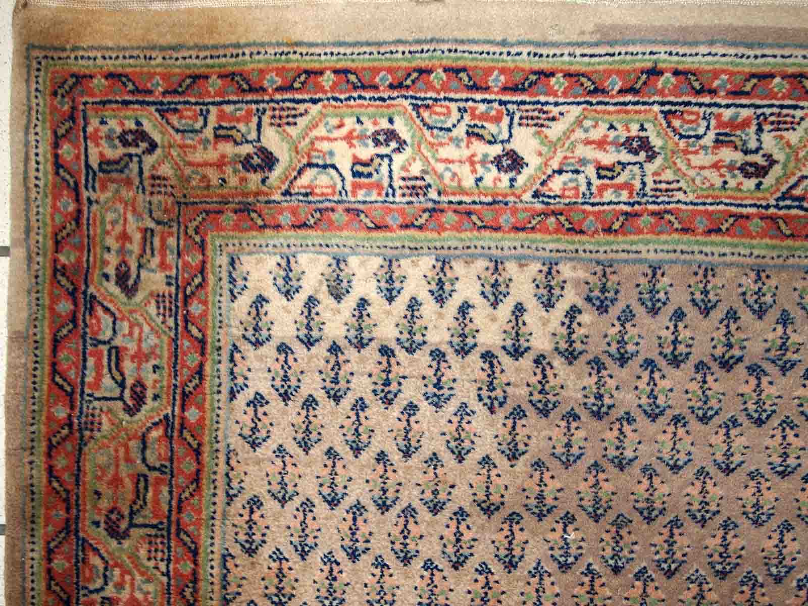 Vintage Indian Carpet Seraband handmade 74cm x 301cm 1970s, 1C813