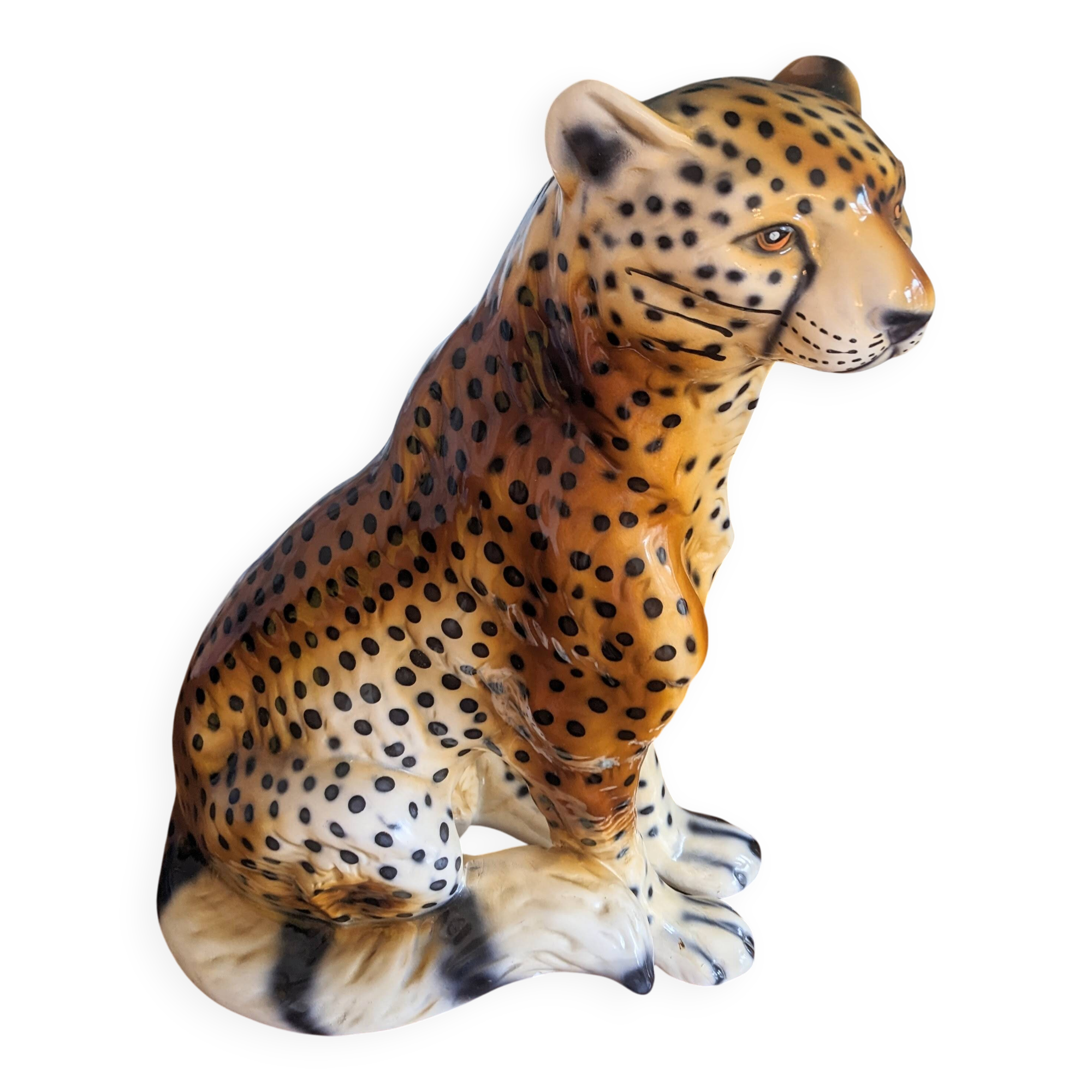 Cheetah sculpture in ceramic