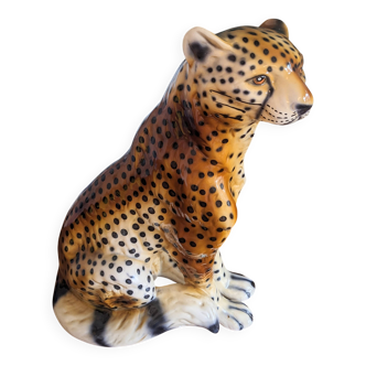 Cheetah sculpture in ceramic