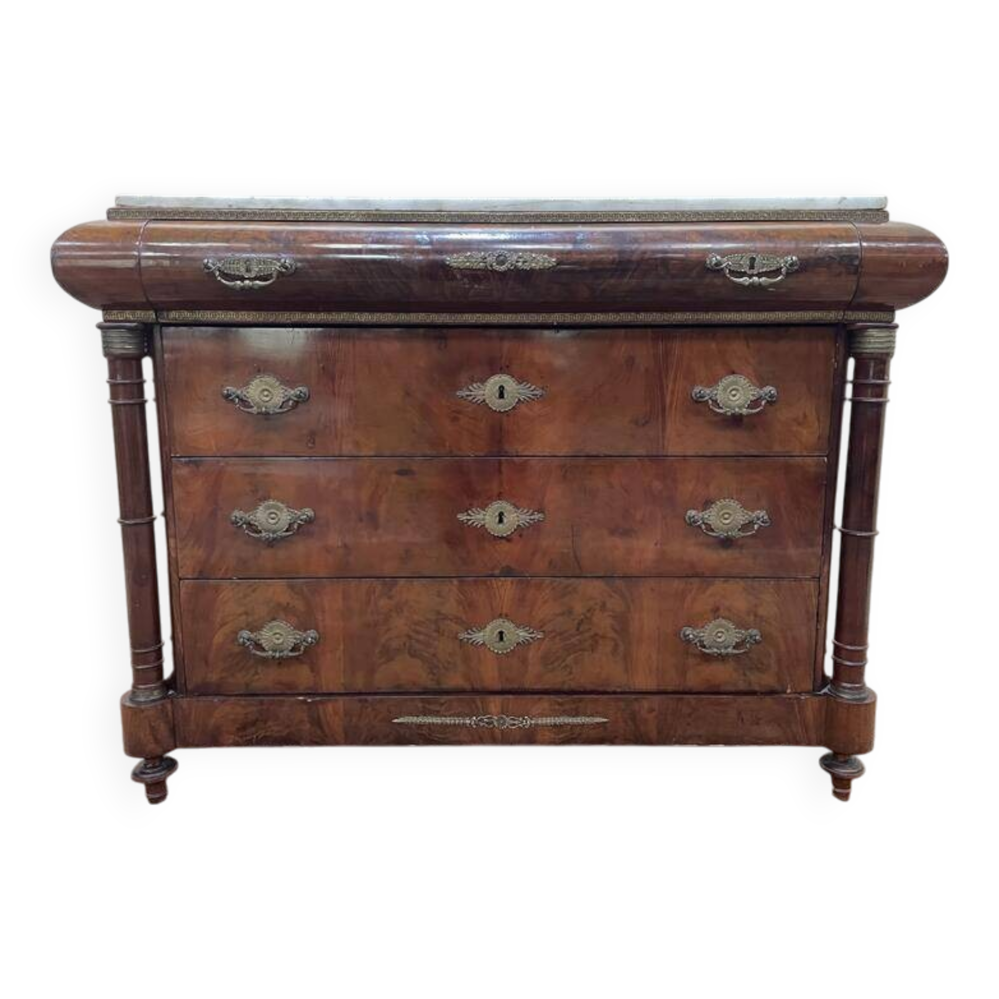 Commode époque Empire acajou marbre carrare