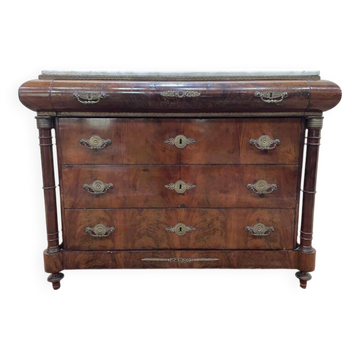 Commode époque Empire acajou marbre carrare