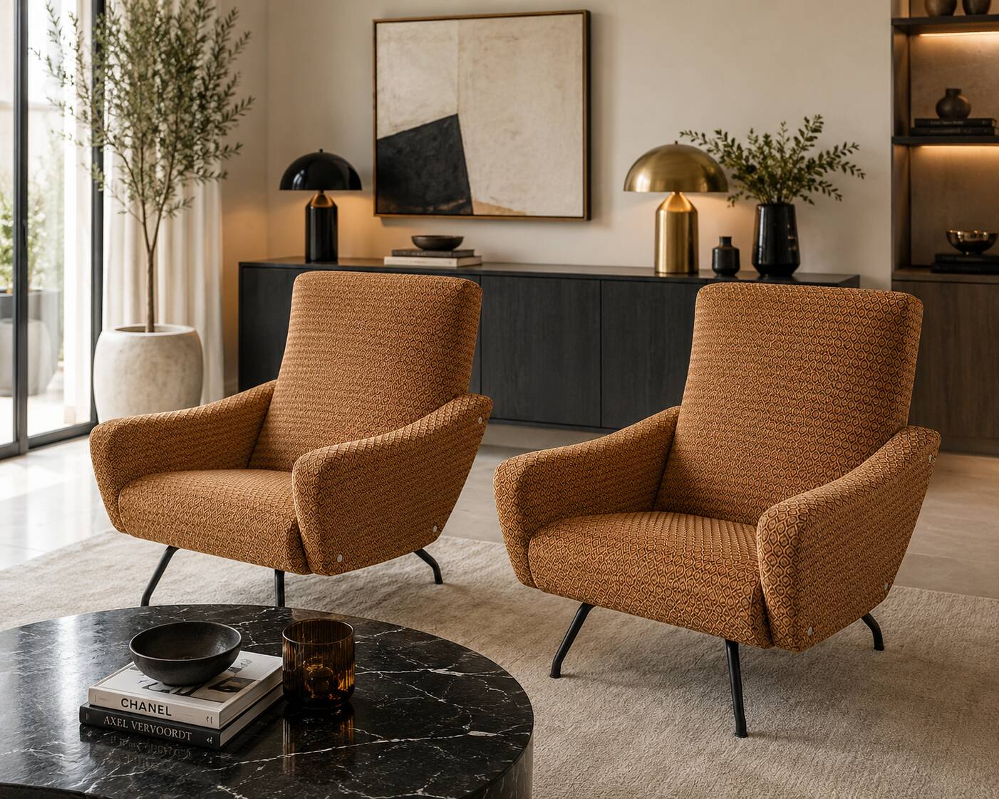 Paire de fauteuils  "galion" Gilbert Steiner , années 60
