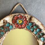 Ceramic mirror decorated with flowers, circa 1960 25x40cm