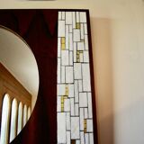 Vintage rosewood and ceramic mirror by berthold muller 1950