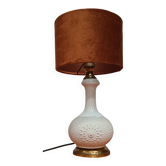 Ceramic lamp 1960 to 70 with velvet lampshade
